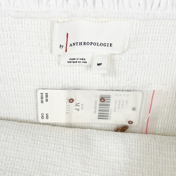 NWT Anthropologie Smocked Embroidered Puff Sleeve Square Neck Top - Picture 5 of 7